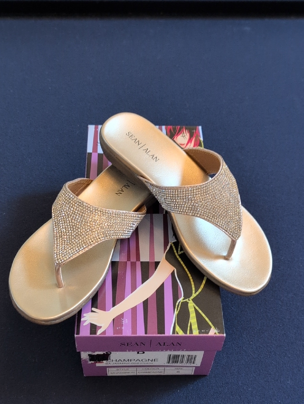 Champagne Sean Alan Rhinestone Thong Sandals